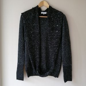 Calvin Klein black sparkly sweater with scarf